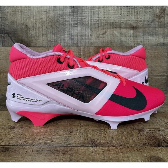 Nike Football Cleats Mens Size 9.5 Racer Pink Alpha Menace 4 Pro NRG HJ4568-600 - Picture 1 of 8